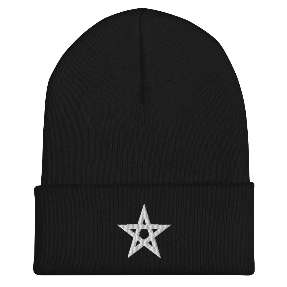 White Moroccan Star Cuffed Beanie