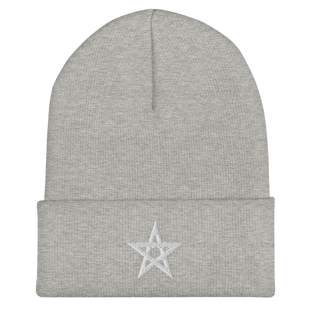 White Moroccan Star Cuffed Beanie