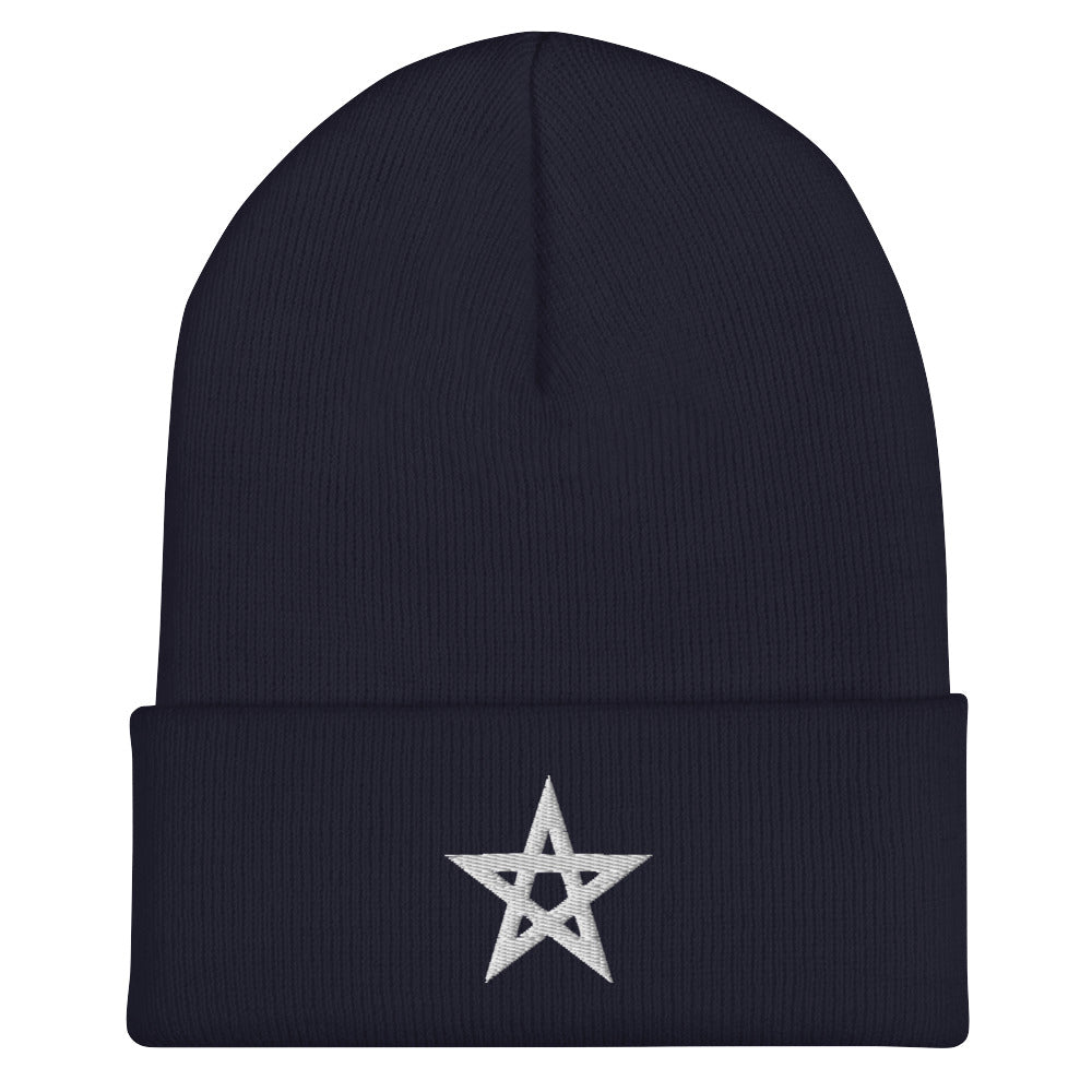 White Moroccan Star Cuffed Beanie