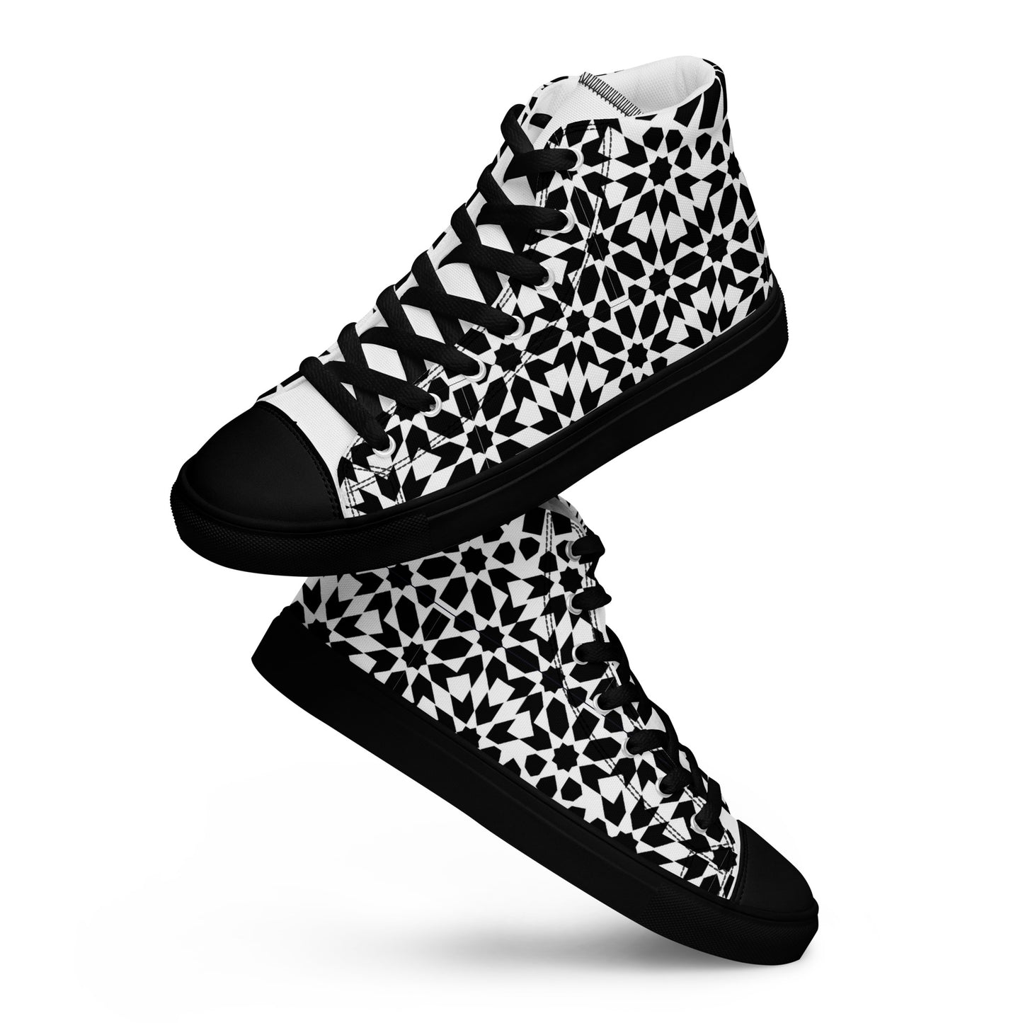 Black & White Graphic Men's High Top Shoes