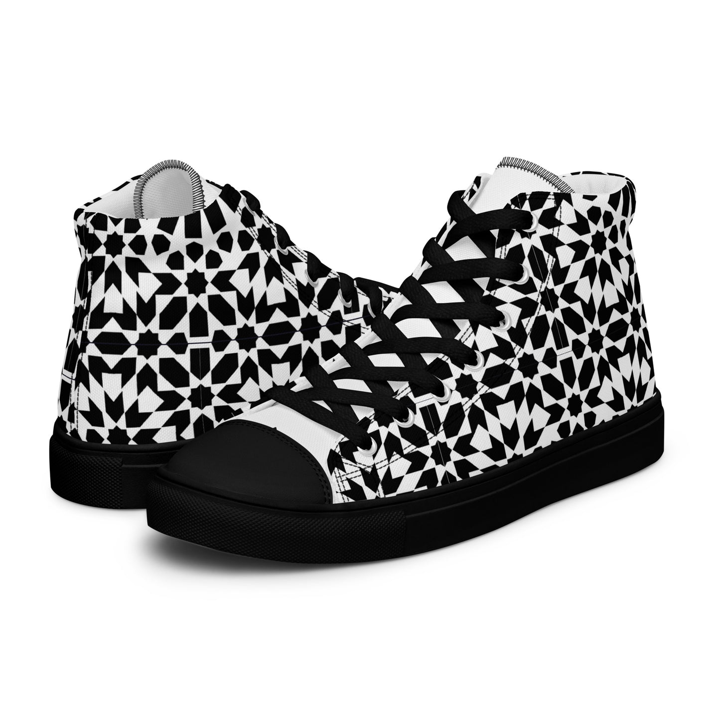 Black & White Graphic Men's High Top Shoes