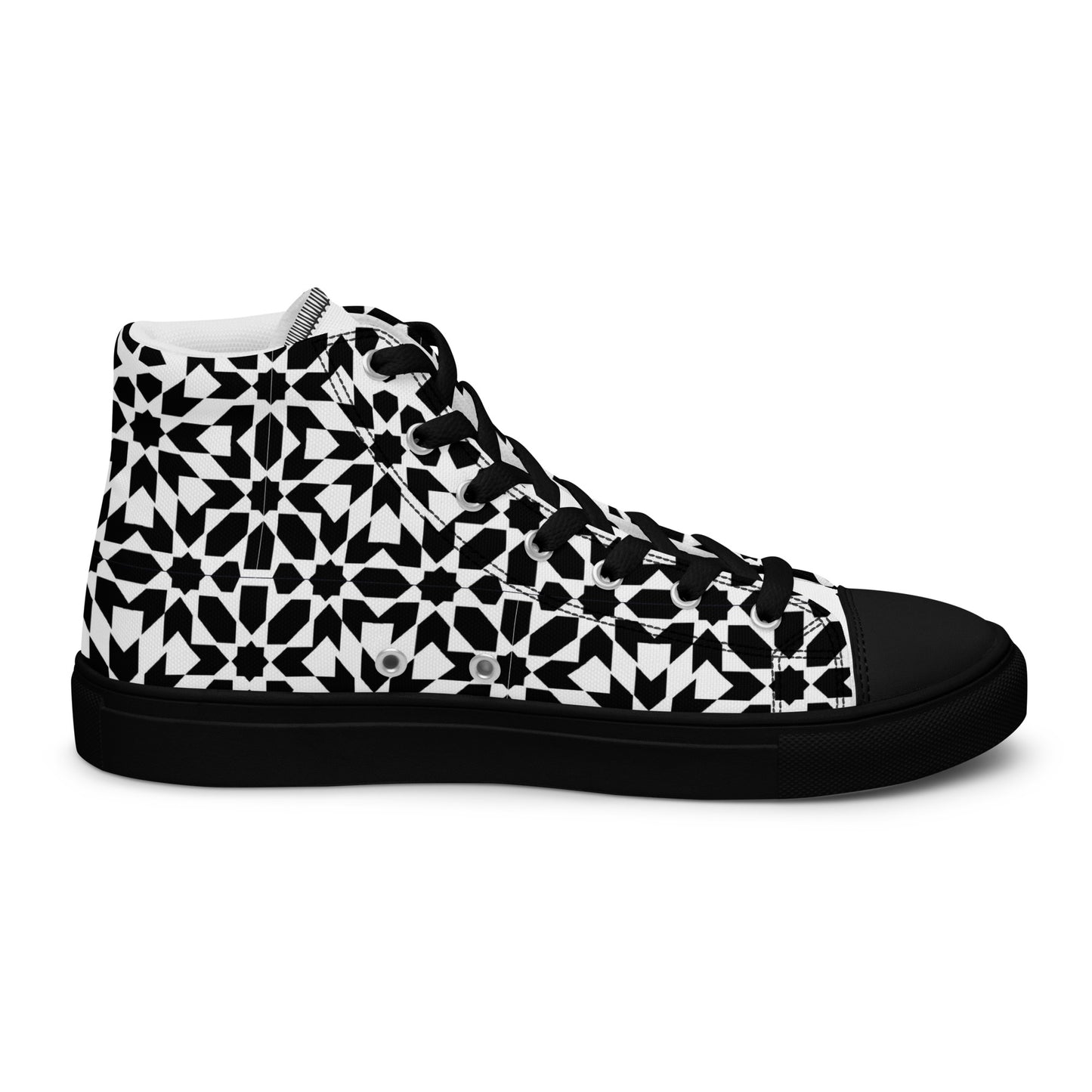 Black & White Graphic Men's High Top Shoes