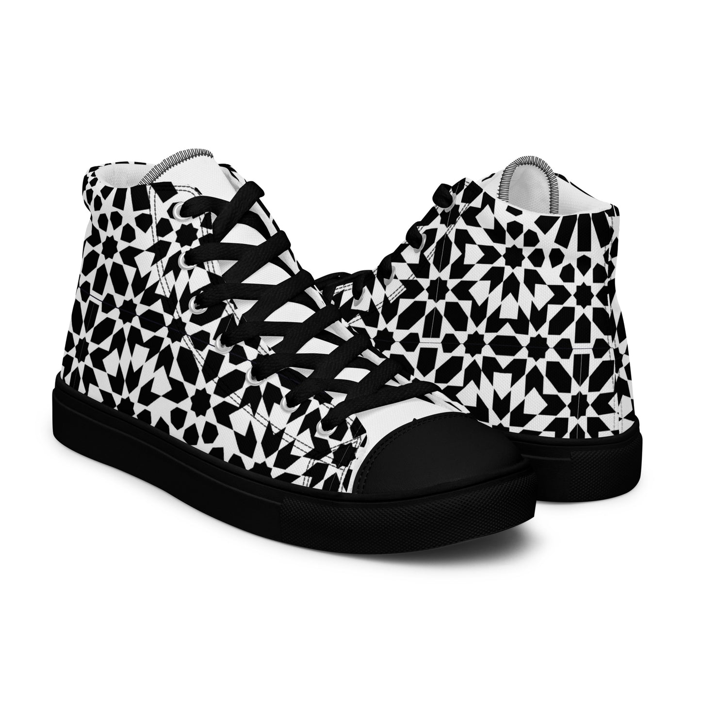 Black & White Graphic Men's High Top Shoes