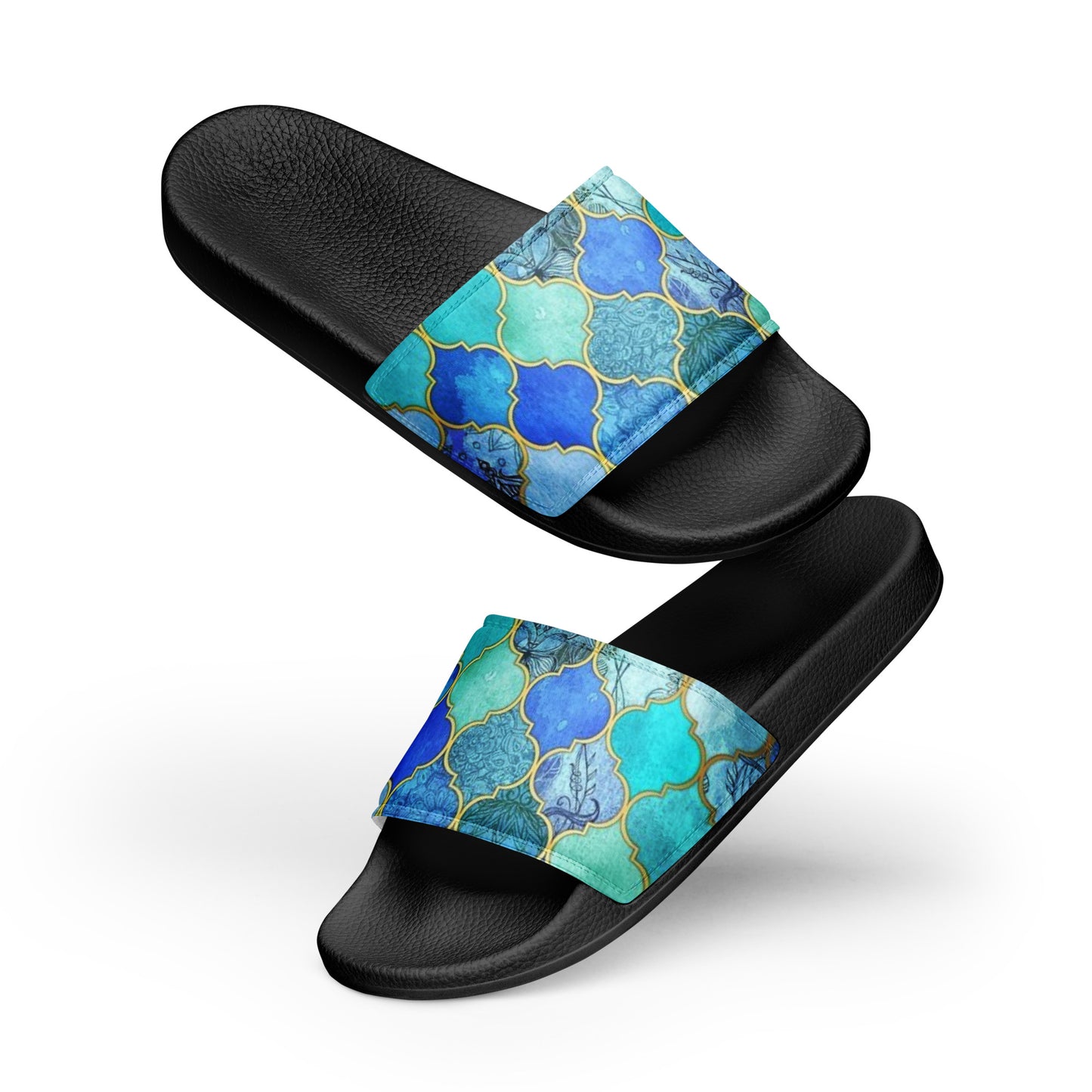 Women's Blue Mosaic Design Slides