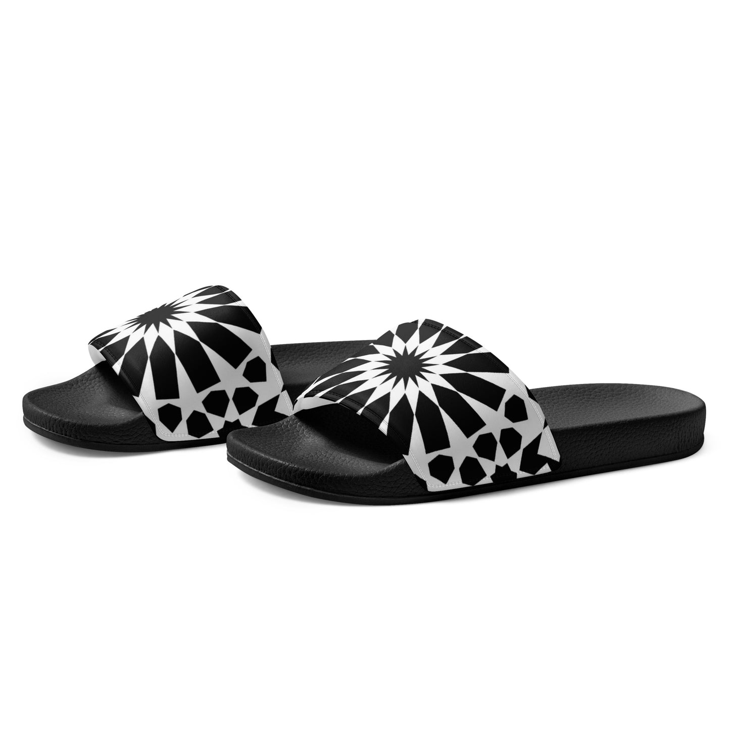 Women's Mosaic Black & White Slides