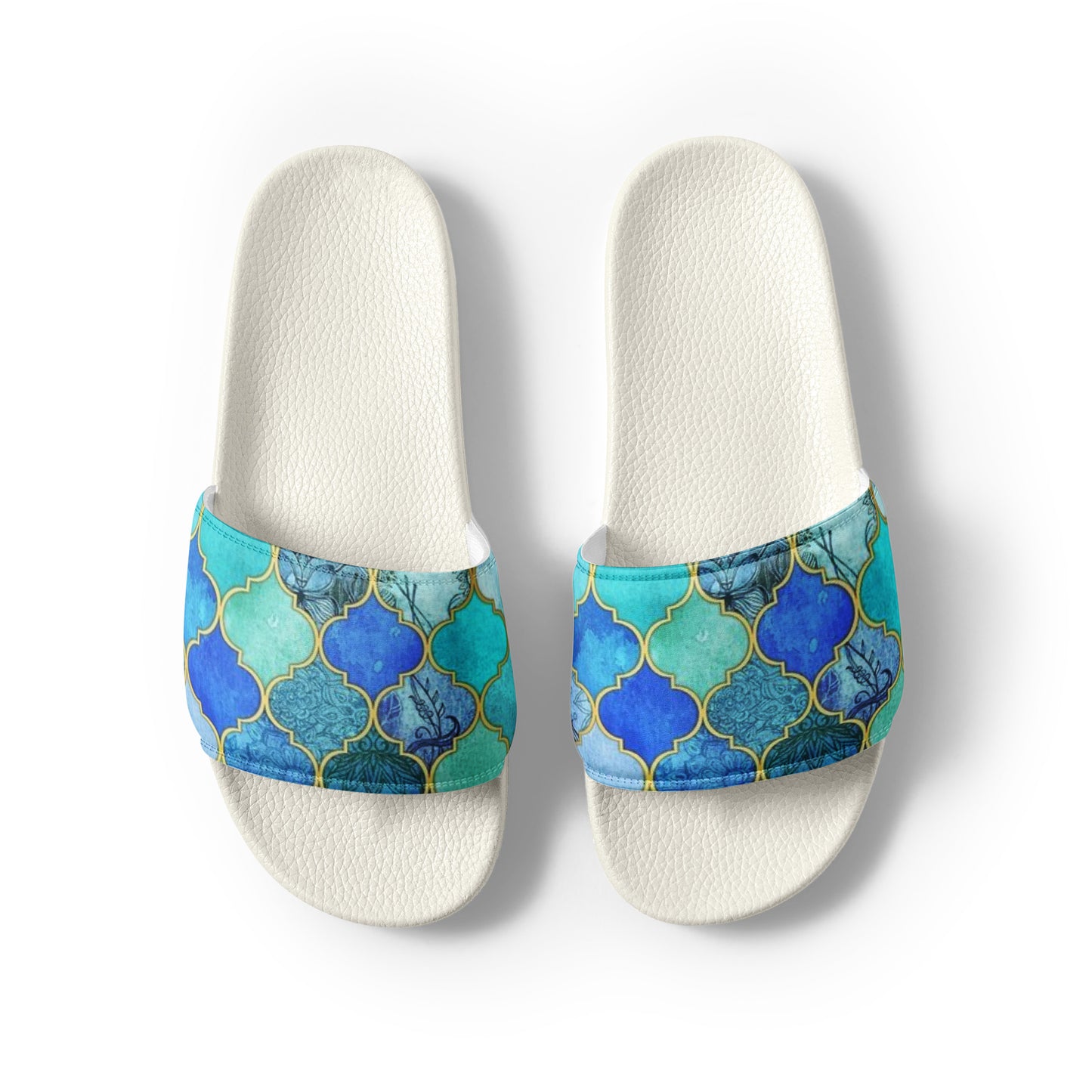 Women's Blue Mosaic Design Slides