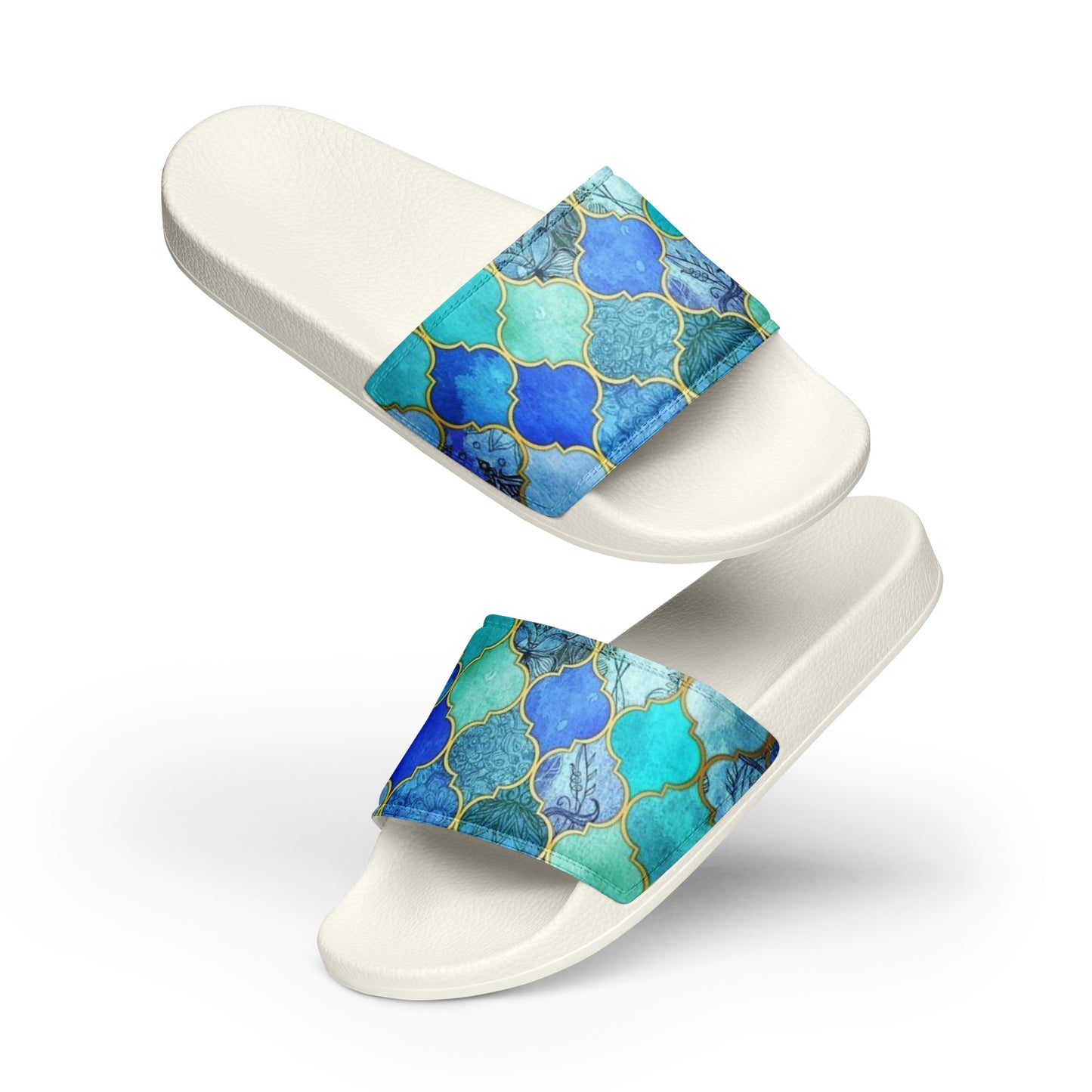 Women's Blue Mosaic Design Slides