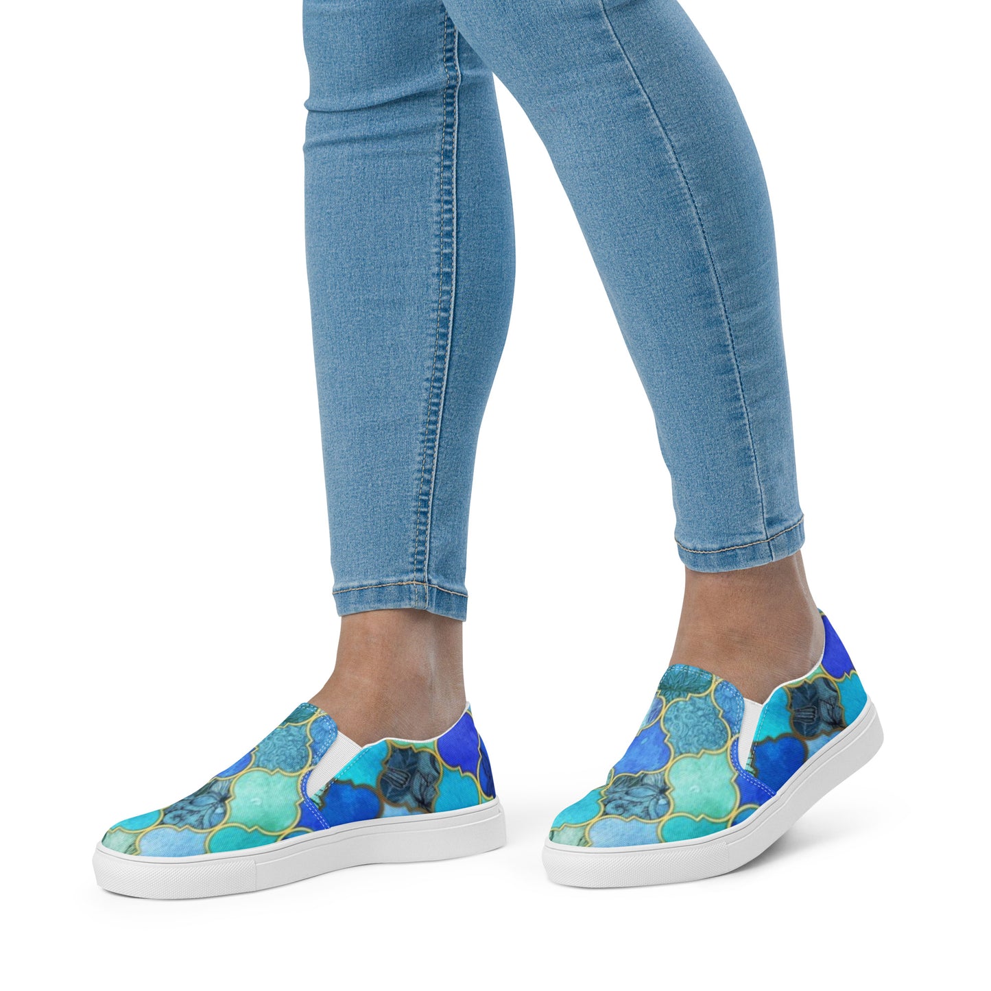 Women’s Blue Mosaic Tile canvas shoes