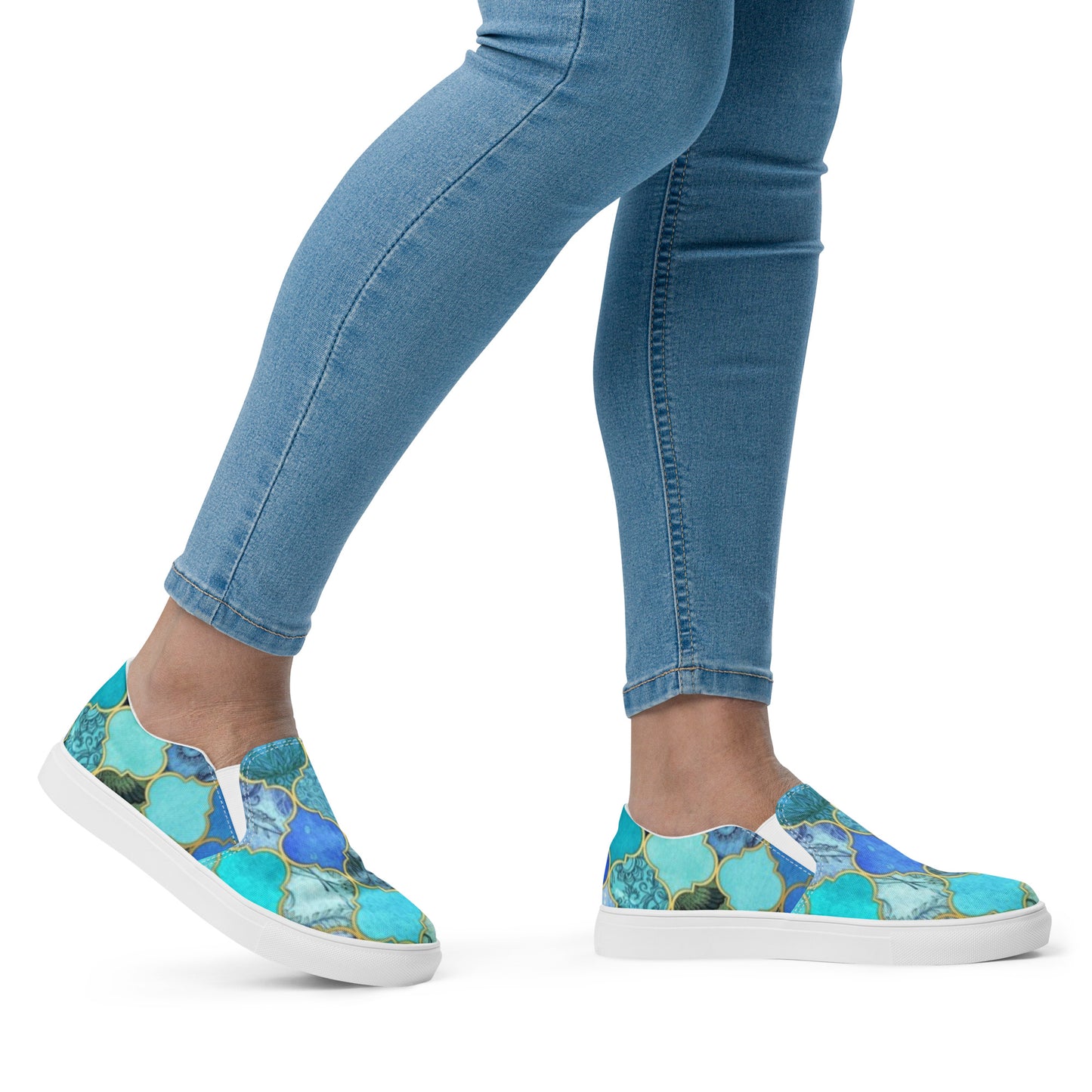 Women’s Blue Mosaic Tile canvas shoes